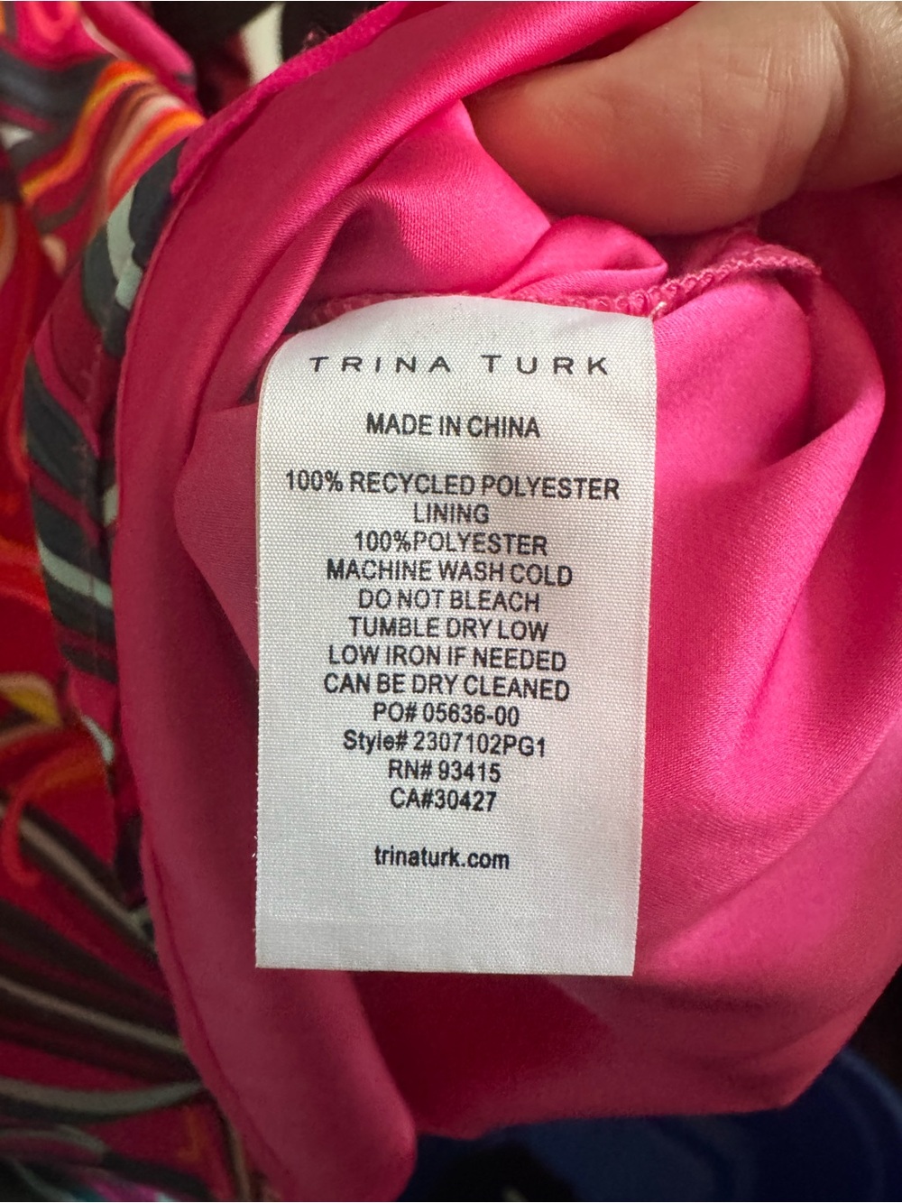 Trina Turk Silk Blouse Pink Orange Psychedelic Swirl Print Long Sleeve Size L - Picture 4 of 8